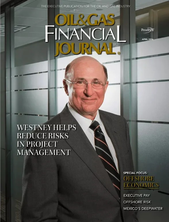 executive portrait businessman in suit featured on trade publication cover
